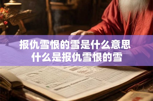 报仇雪恨的雪是什么意思 什么是报仇雪恨的雪