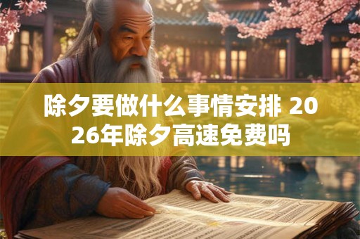 除夕要做什么事情安排 2026年除夕高速免费吗 除夕要做什么事情安排 2026年除夕高速免费吗
