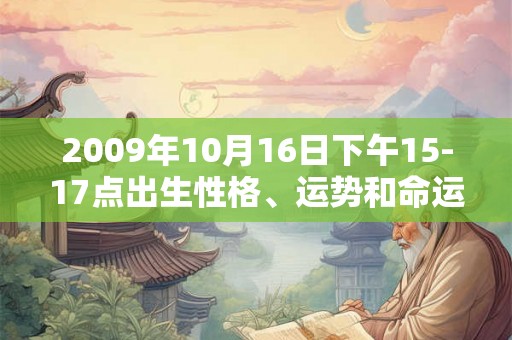 2009年10月16日下午15-17点出生性格、运势和命运 2009年10月16日下午15-17点出生性格、运势和命运