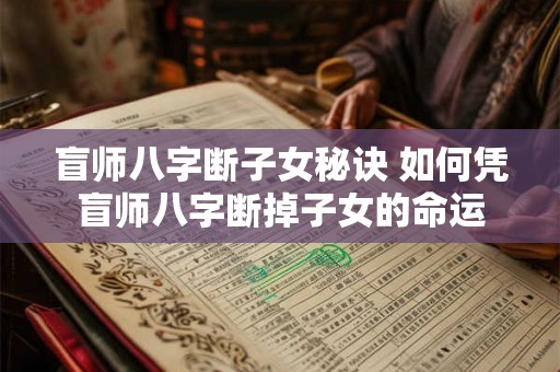 盲师八字断子女秘诀 如何凭盲师八字断掉子女的命运