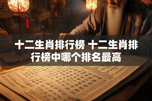 十二生肖排行榜 十二生肖排行榜中哪个排名最高