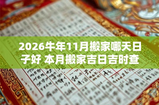 2026牛年11月搬家哪天日子好 本月搬家吉日吉时查询