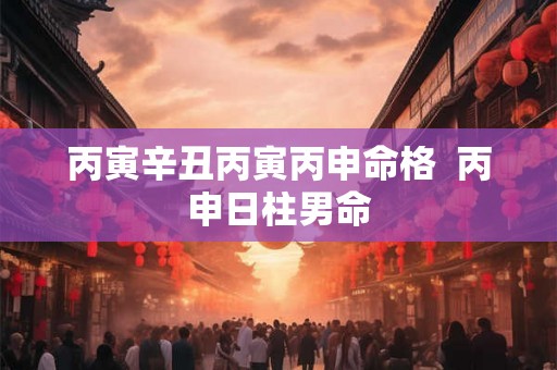丙寅辛丑丙寅丙申命格  丙申日柱男命