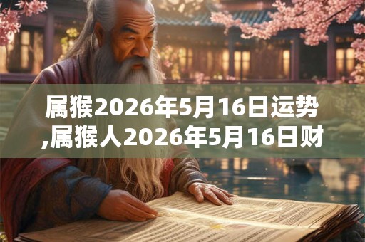 属猴2026年5月16日运势,属猴人2026年5月16日财运,生肖猴2026年5月16日运势