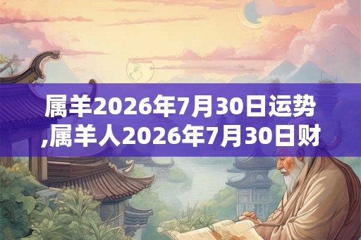 属羊2026年7月30日运势,属羊人2026年7月30日财运,生肖羊2026年7月30日运势