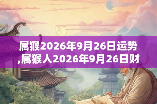 属猴2026年9月26日运势,属猴人2026年9月26日财运,生肖猴2026年9月26日运势