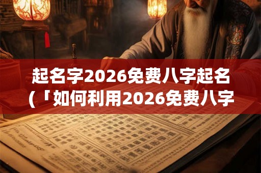 起名字2026免费八字起名(「如何利用2026免费八字起名，为孩子取一个好名字？」)