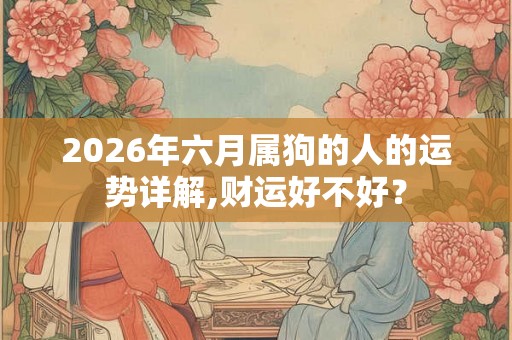 2026年六月属狗的人的运势详解,财运好不好？