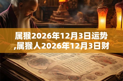 属猴2026年12月3日运势,属猴人2026年12月3日财运,生肖猴2026年12月3日运势