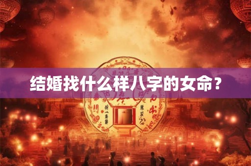 结婚找什么样八字的女命？