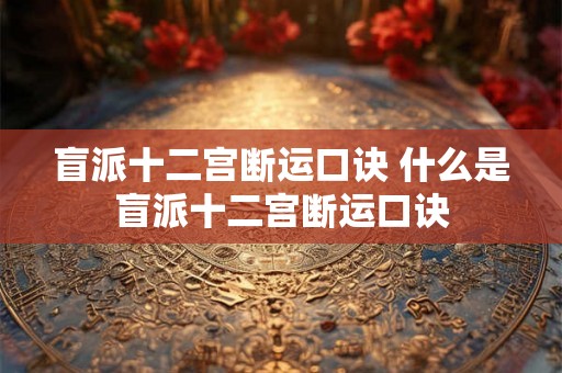 盲派十二宫断运口诀 什么是盲派十二宫断运口诀