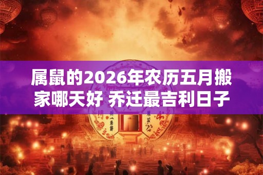 属鼠的2026年农历五月搬家哪天好 乔迁最吉利日子