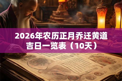 2026年农历正月乔迁黄道吉日一览表（10天）