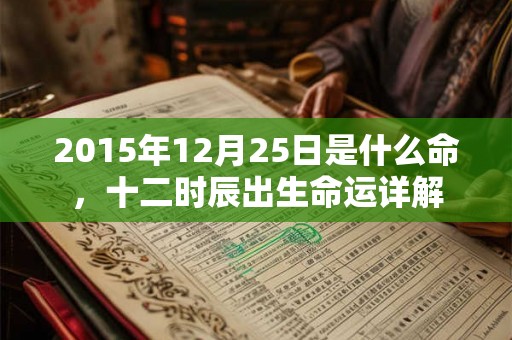 2015年12月25日是什么命，十二时辰出生命运详解