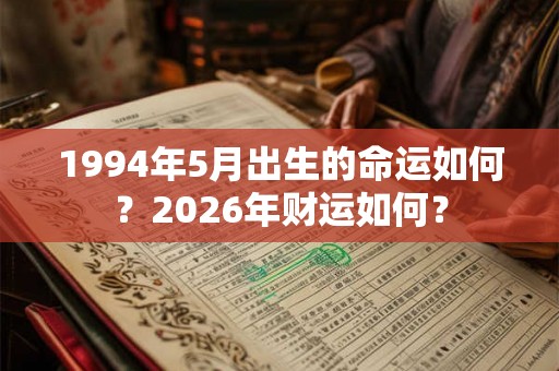 1994年5月出生的命运如何？2026年财运如何？