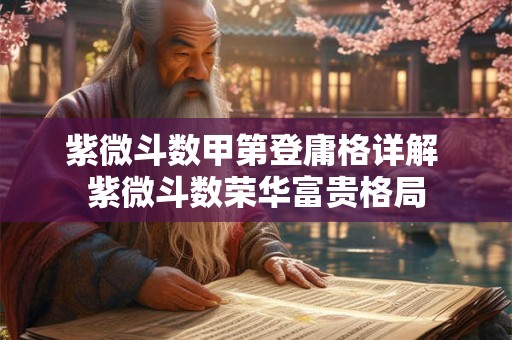 紫微斗数甲第登庸格详解 紫微斗数荣华富贵格局