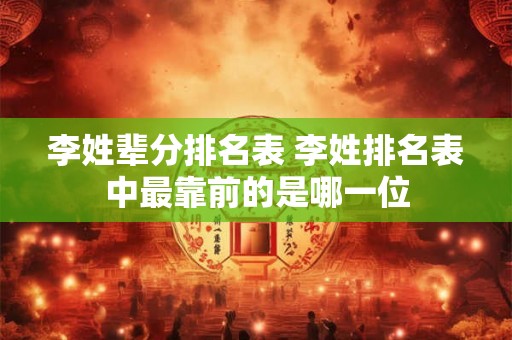 李姓辈分排名表 李姓排名表中最靠前的是哪一位