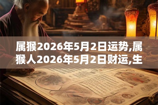 属猴2026年5月2日运势,属猴人2026年5月2日财运,生肖猴2026年5月2日运势