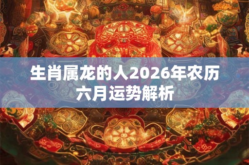 生肖属龙的人2026年农历六月运势解析