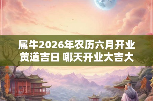 属牛2026年农历六月开业黄道吉日 哪天开业大吉大利