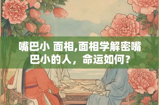 嘴巴小 面相,面相学解密嘴巴小的人，命运如何？
