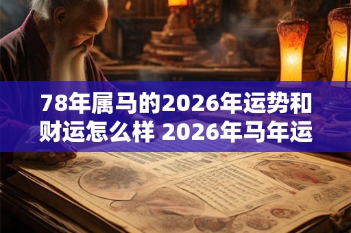 78年属马的2026年运势和财运怎么样 2026年马年运势和财运如何 78年属马的2026年运势和财运怎么样 2026年马年运势和财运如何