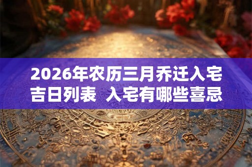 2026年农历三月乔迁入宅吉日列表  入宅有哪些喜忌