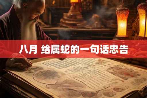 八月 给属蛇的一句话忠告