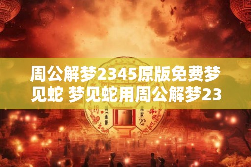 周公解梦2345原版免费梦见蛇 梦见蛇用周公解梦2345预示什么 周公解梦2345原版免费梦见蛇 梦见蛇用周公解梦2345预示什么