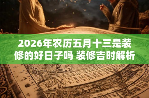 2026年农历五月十三是装修的好日子吗 装修吉时解析