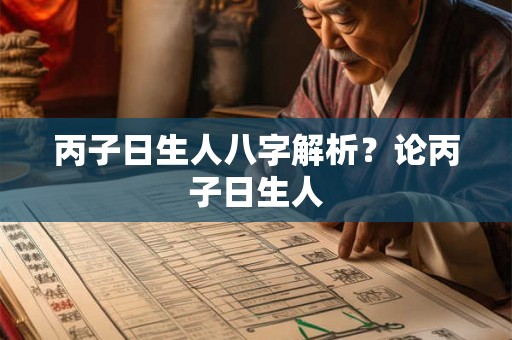 丙子日生人八字解析？论丙子日生人