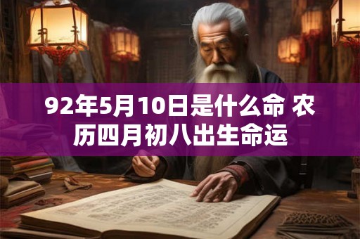 92年5月10日是什么命 农历四月初八出生命运