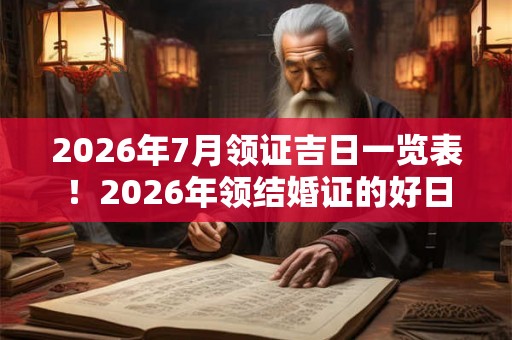 2026年7月领证吉日一览表!2026年领结婚证的好日子查询 2026年7月领证吉日一览表!2026年领结婚证的好日子查询