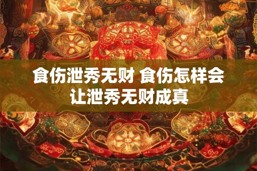 食伤泄秀无财 食伤怎样会让泄秀无财成真