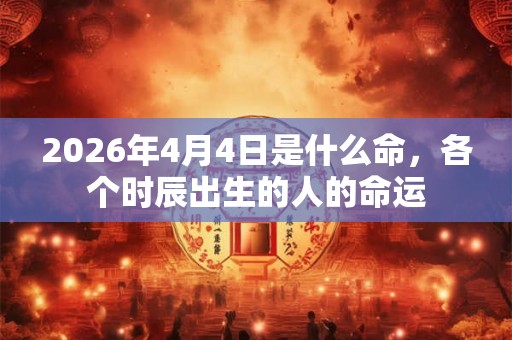2026年4月4日是什么命，各个时辰出生的人的命运