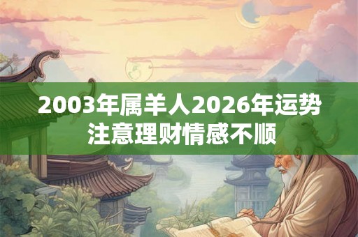 2003年属羊人2026年运势 注意理财情感不顺 2003年属羊人2026年运势 注意理财情感不顺