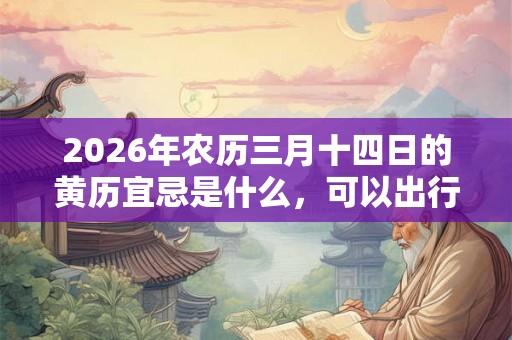 2026年农历三月十四日的黄历宜忌是什么，可以出行出游吗？