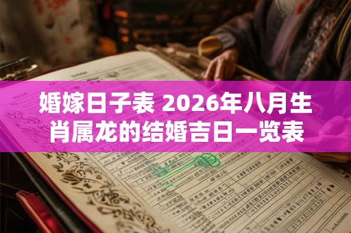 婚嫁日子表 2026年八月生肖属龙的结婚吉日一览表 婚嫁日子表 2026年八月生肖属龙的结婚吉日一览表