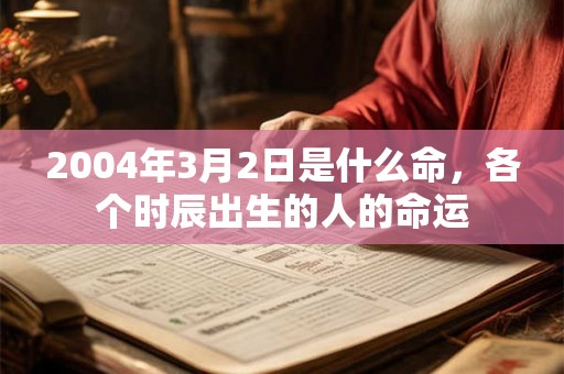 2004年3月2日是什么命，各个时辰出生的人的命运