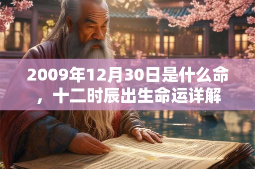 2009年12月30日是什么命,十二时辰出生命运详解 2009年12月30日是什么命,十二时辰出生命运详解