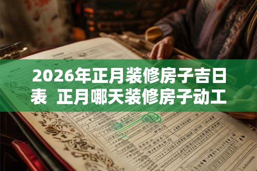 2026年正月装修房子吉日表  正月哪天装修房子动工好