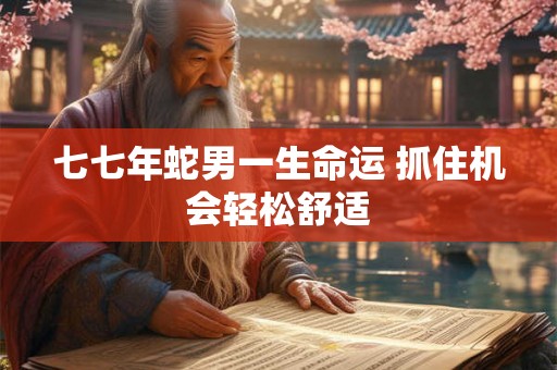 七七年蛇男一生命运 抓住机会轻松舒适