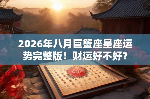2026年八月巨蟹座星座运势完整版！财运好不好？