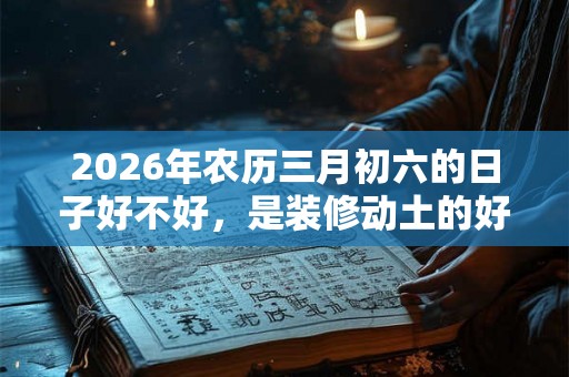 2026年农历三月初六的日子好不好，是装修动土的好日子吗？