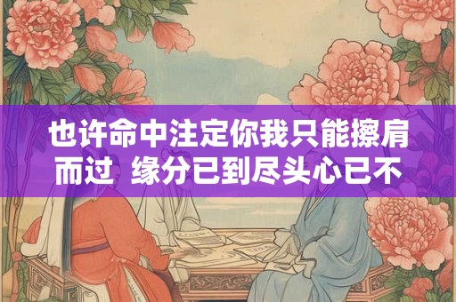 也许命中注定你我只能擦肩而过  缘分已到尽头心已不再为你停留