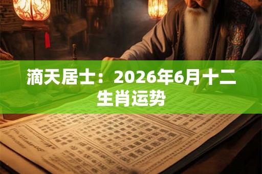 滴天居士：2026年6月十二生肖运势