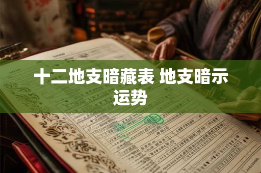 十二地支暗藏表 地支暗示运势