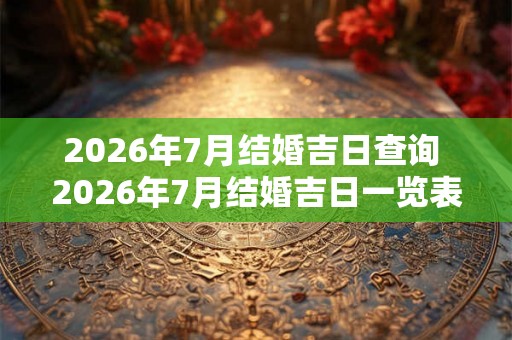 2026年7月结婚吉日查询 2026年7月结婚吉日一览表