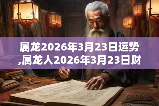 属龙2026年3月23日运势,属龙人2026年3月23日财运,生肖龙2026年3月23日运势