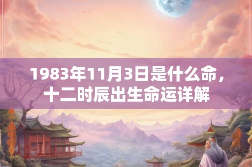 1983年11月3日是什么命，十二时辰出生命运详解